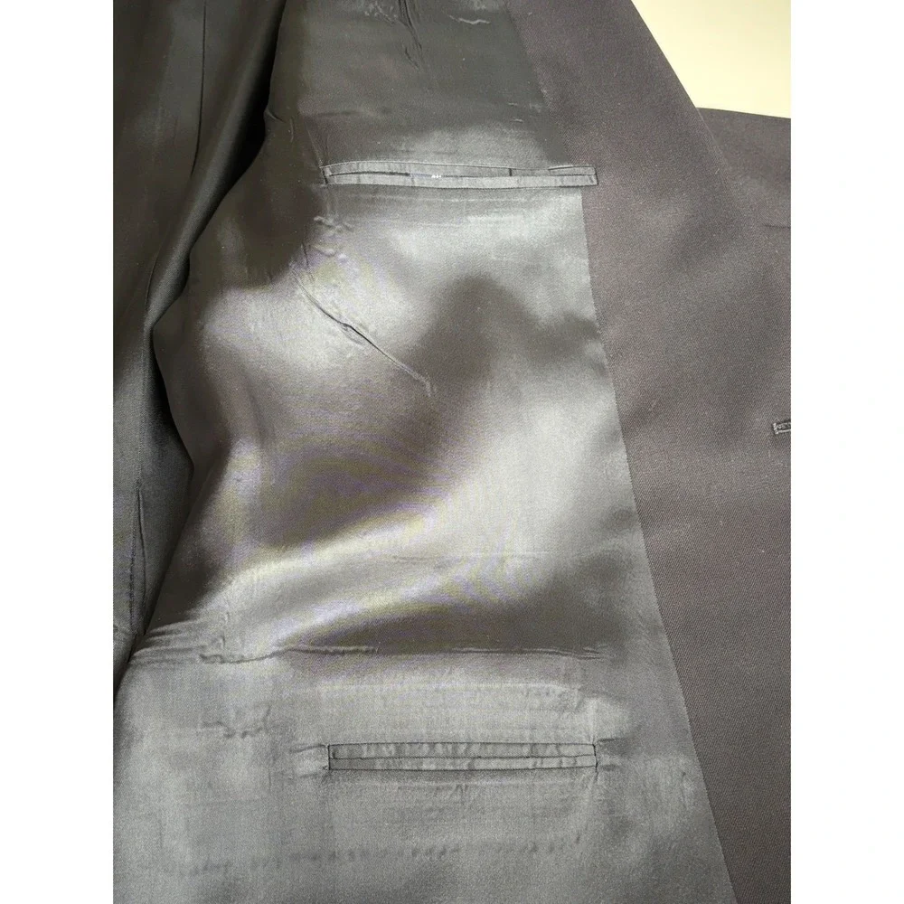 VTG Botany 500 Mens Navy Blue Wool Blazer Sport Coat Gold‎ Buttons 46 Long - Picture 7 of 14